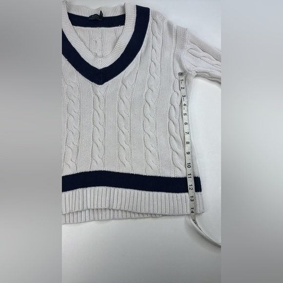 Polo Ralph Lauren Cable Knit Cricket Jumper 100% Cotton Womens Medium - Picture 7 of 13